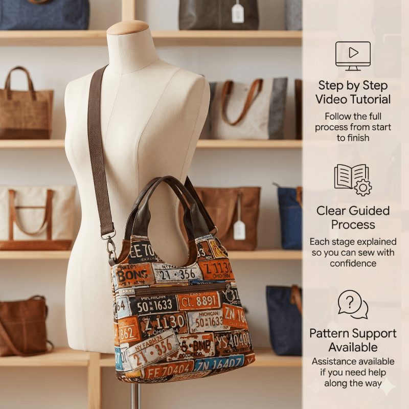 Stylish Tote Bag PDF Download Pattern (3 sizes included)