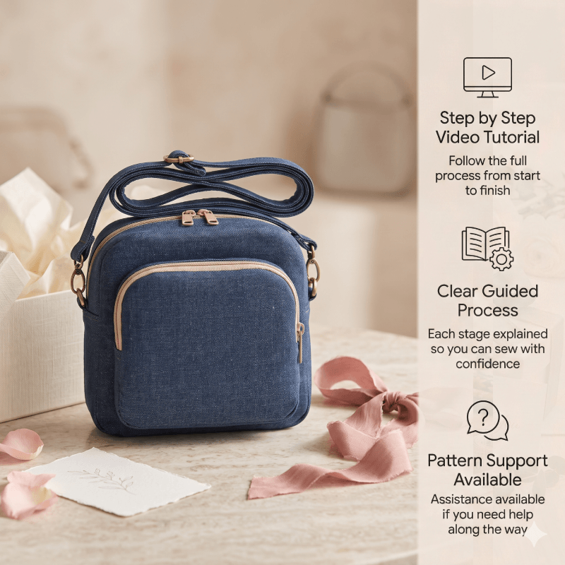 Denim Front-Zip Pocket Crossbody PDF Download Pattern (3 sizes included)