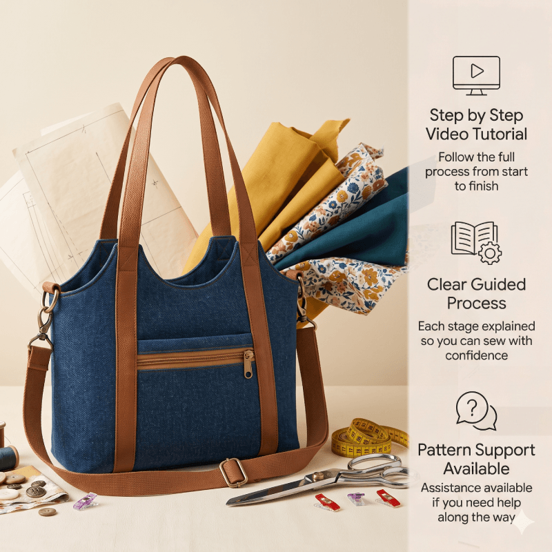 Denim U-Shape Bag PDF Download Pattern (3 sizes included)