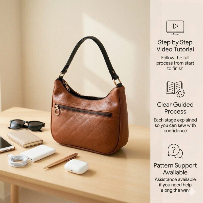 Faux Leather Shoulder Bag PDF Download Pattern (3 sizes included)