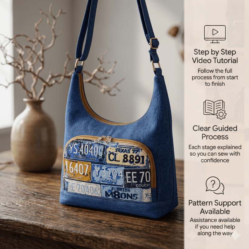 Denim Shoulder Bag PDF Download Pattern (3 sizes included)