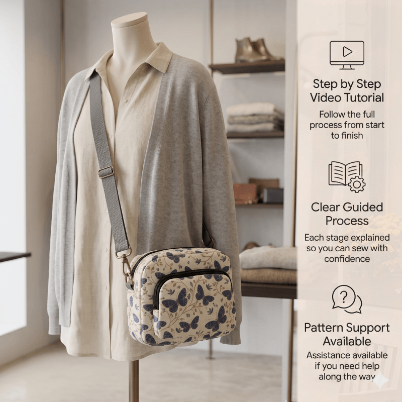Pocketed Zipper Crossbody Bag PDF Download Pattern (3 sizes included)
