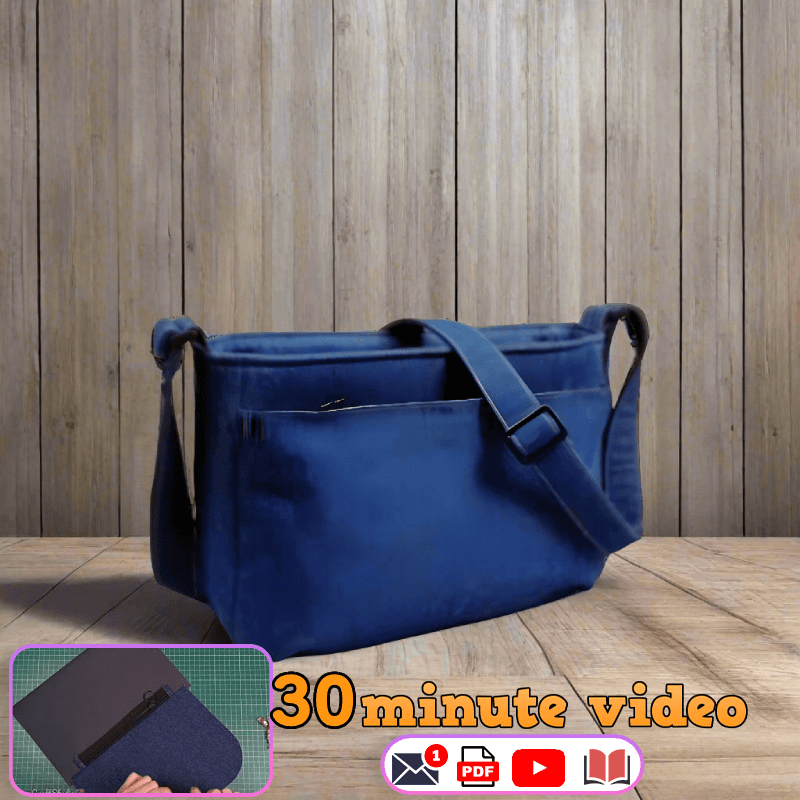 Denim Multi-Compartment Crossbody Bag PDF Download Pattern (3 sizes included)