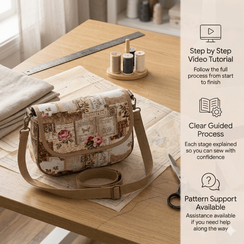 Flap Over Shoulder Bag PDF Download Pattern (3 sizes included)