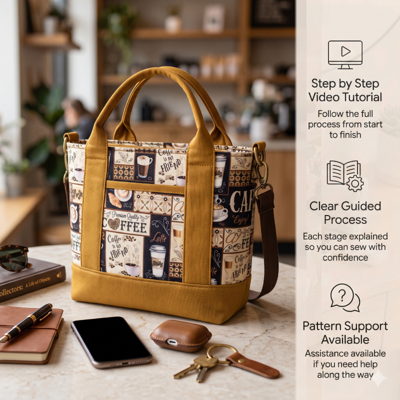 Triple-Compartment Boxy Handbag PDF Download Pattern (3 sizes included)