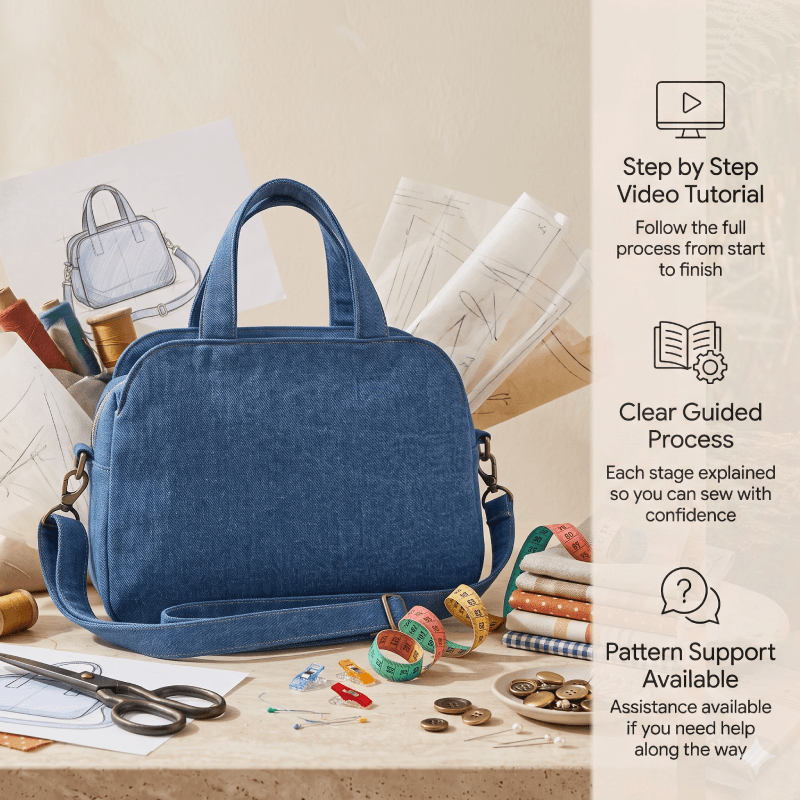 Modern Triple Compartment Bag PDF Download Pattern (3 sizes included)