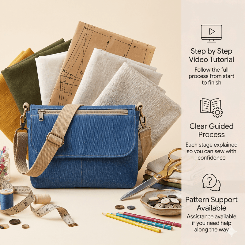 Zip-Front Flap Bag PDF Download Pattern (3 sizes included)