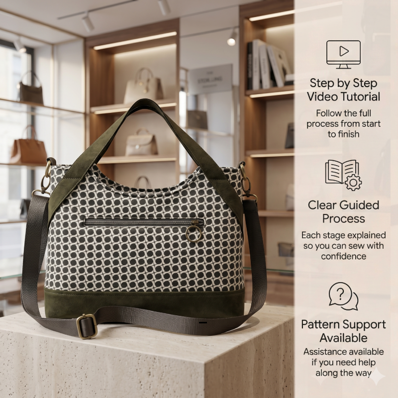 Zipper Shoulder Bag PDF Download Pattern  (3 sizes included)