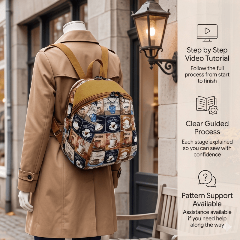 Two-Compartment Zip Backpack PDF Download Pattern (3 sizes included)