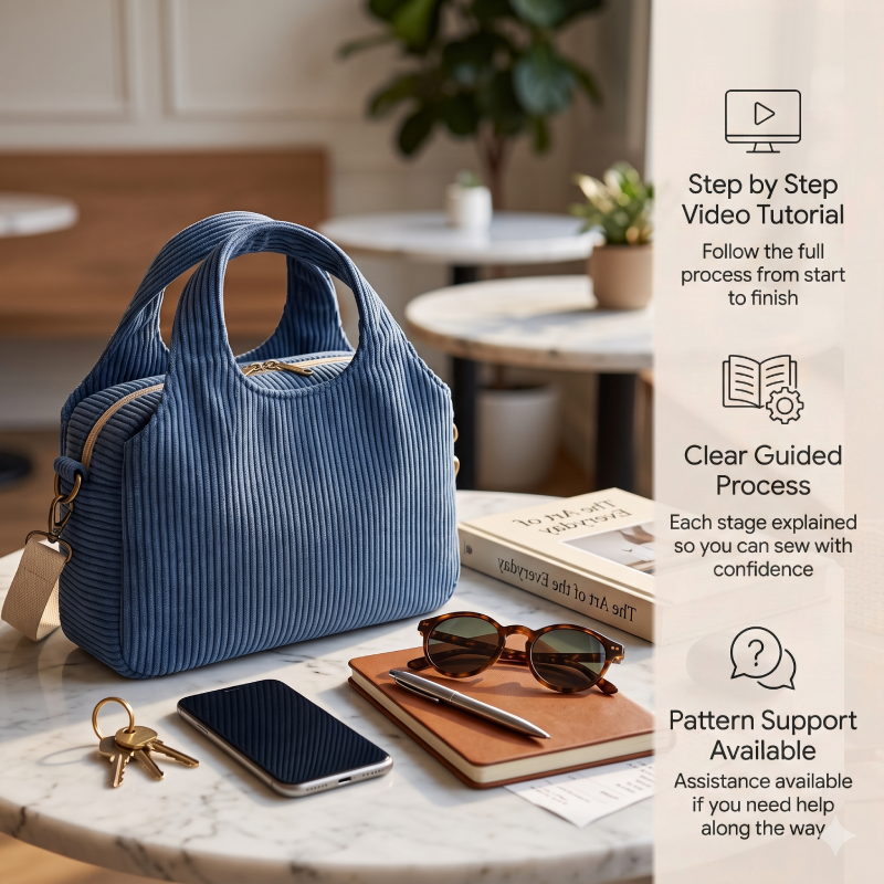 Triple-Compartment Handle Bag PDF Download Pattern (3 sizes included)