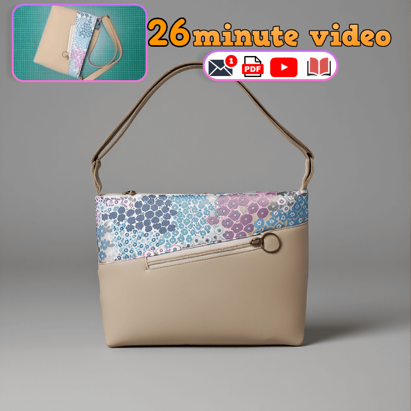 Triple Zipper Shoulder Bag PDF Download Pattern (3 sizes included)