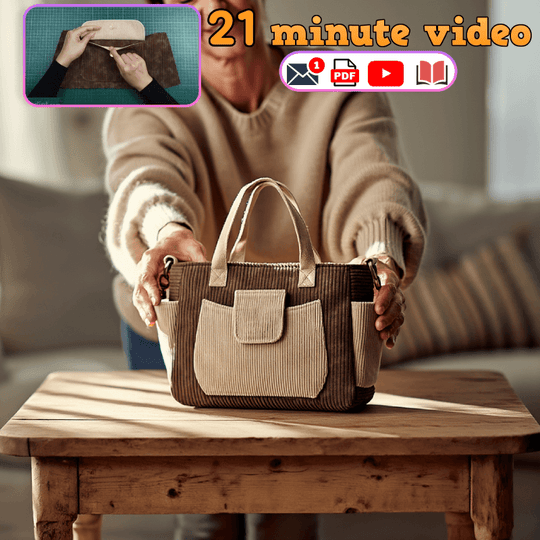 Flap-Pocket Structured Tote PDF Download Pattern (3 sizes included)