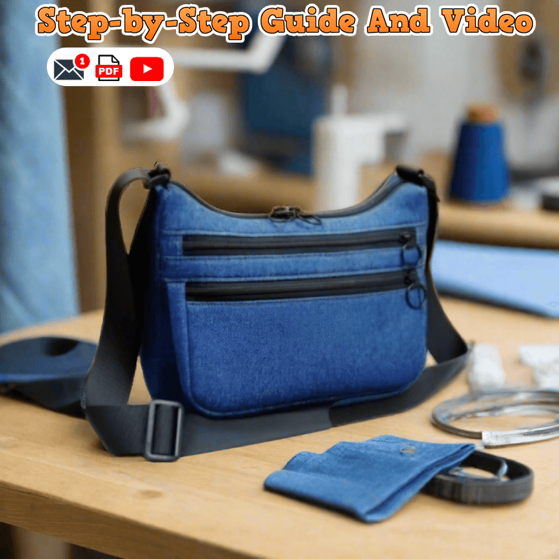 Denim Multi-Pocket Crossbody Bag PDF Download Pattern (3 sizes included)