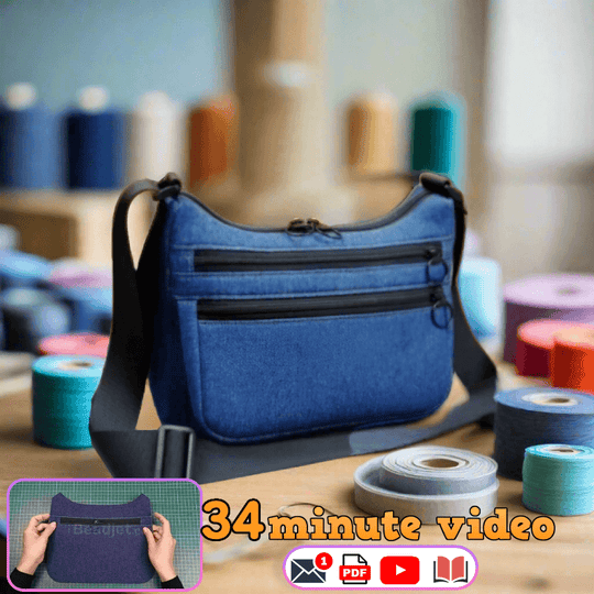 Denim Multi-Pocket Crossbody Bag PDF Download Pattern (3 sizes included)