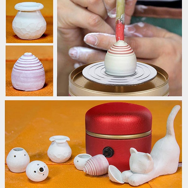 Mini Pottery Wheel Water Basin Kids Teaching Ceramic Art Embryo Drawing  Machine