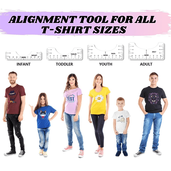 T-Shirt Ruler Guide Vinyl /Alignment Tool/Sublimation printing Guide Size  Chart T-Shirt Ruler