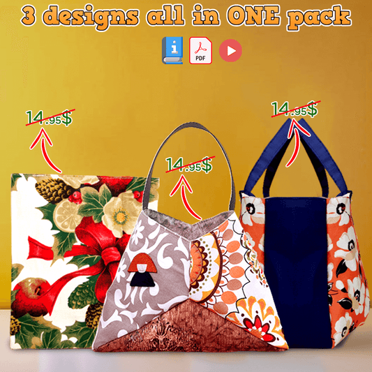 3 Bags PDF Download Pattern (3 sizes for each style)