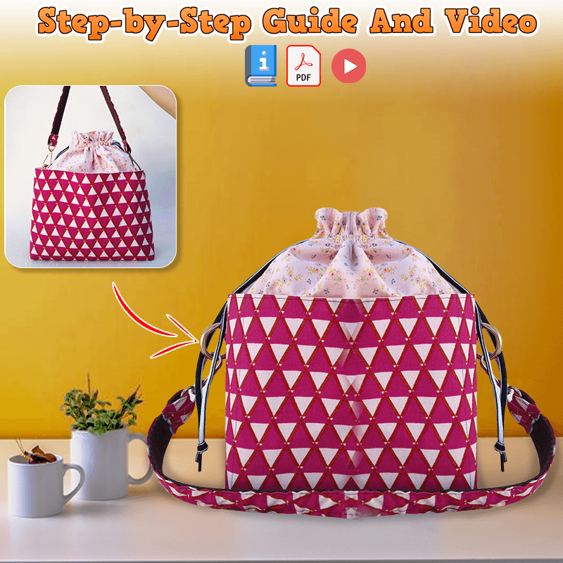 Multi Pocket Drawstring Bag PDF Download Pattern (3 sizes included)