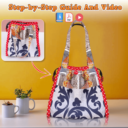 Zippered Tote Bag PDF Download Pattern (3 sizes included)